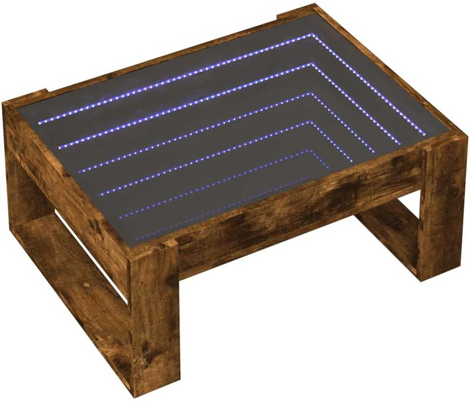 Kavos staliukas su Infinity LED lemputėmis, dūminis, 70x53x30cm