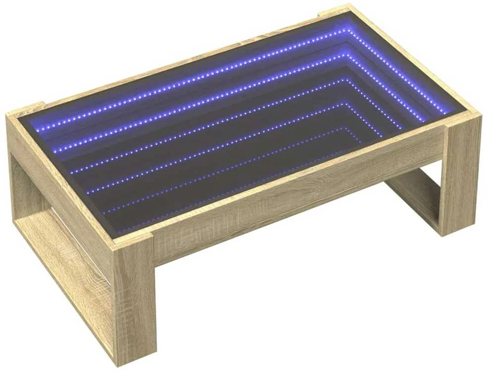 Kavos staliukas su Infinity LED lemputėmis, ąžuolo, 90x53x30cm