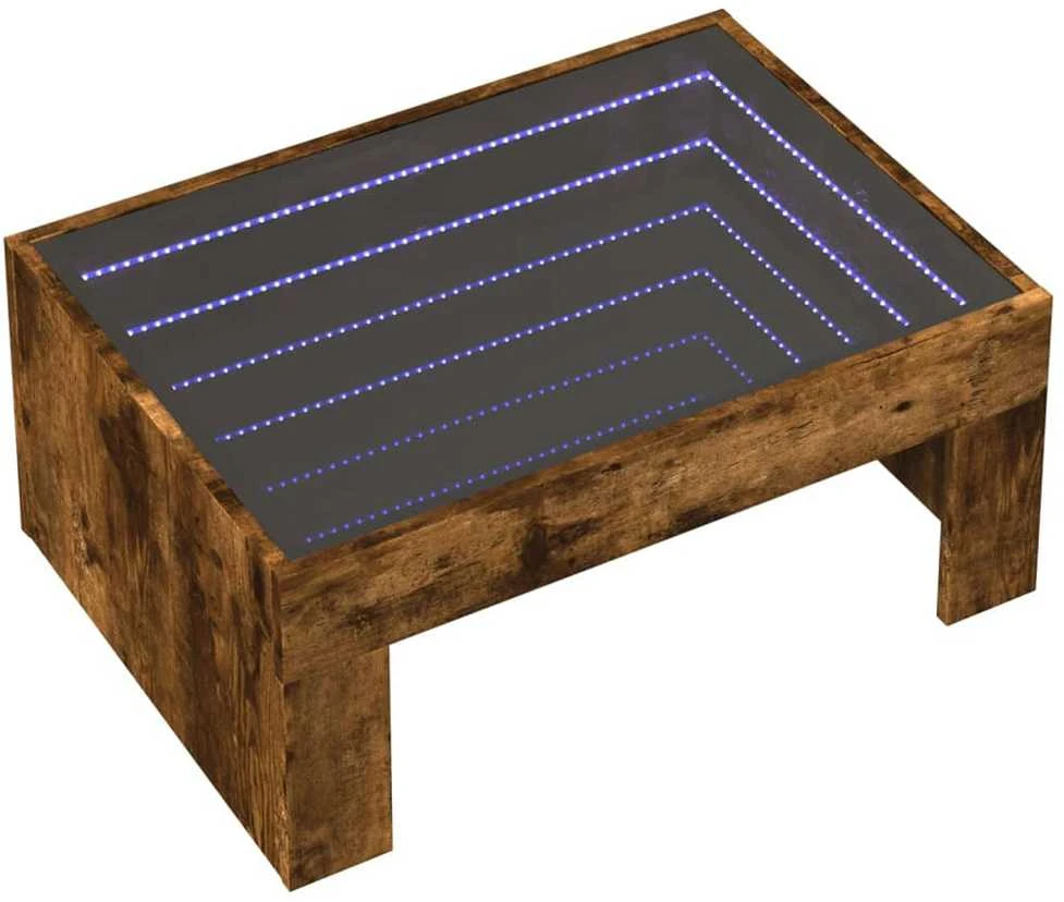 Kavos staliukas su Infinity LED lemputėmis, dūminis, 70x50x30cm
