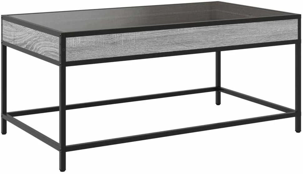 Kavos staliukas su Infinity LED lemputėmis, pilkas, 90x50x41cm