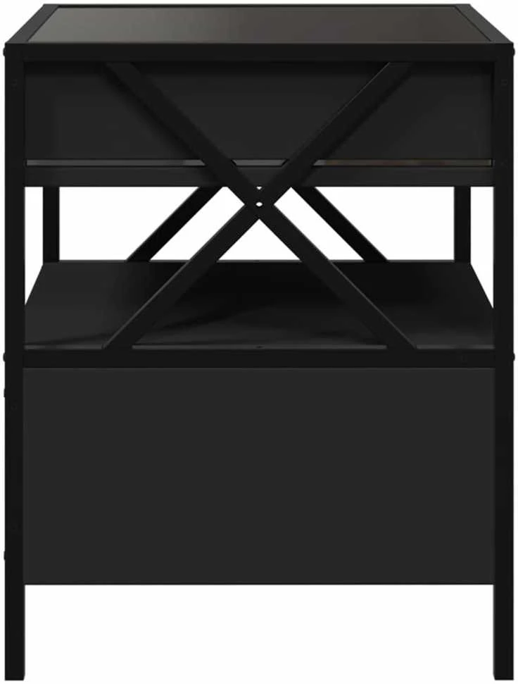 Kavos staliukas su Infinity LED lemputėmis, juodas, 40x40x51cm