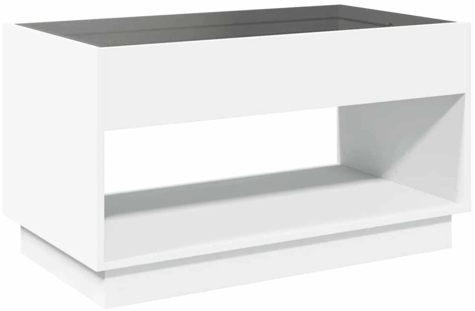 Kavos staliukas su Infinity LED lemputėmis, baltas, 90x50x50cm