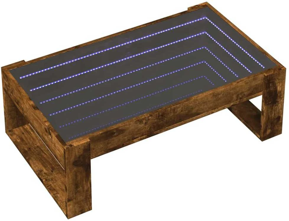 Kavos staliukas su Infinity LED lemputėmis, dūminis, 90x53x30cm