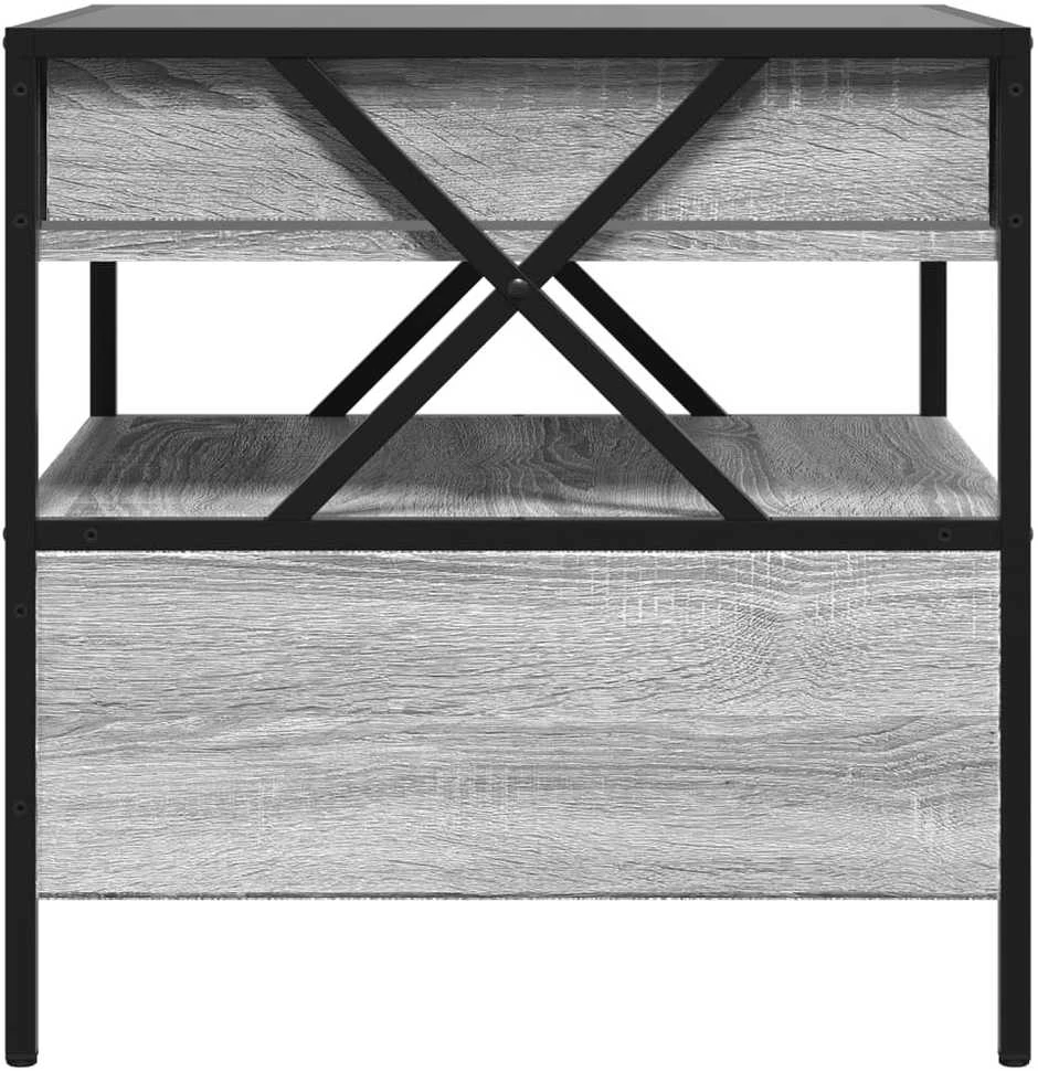 Kavos staliukas su Infinity LED lemputėmis, pilkas, 50x50x51cm