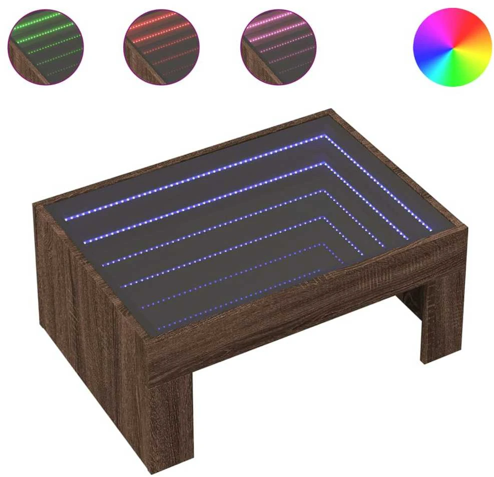 Kavos staliukas su Infinity LED lemputėmis, rudas, 70x50x30cm