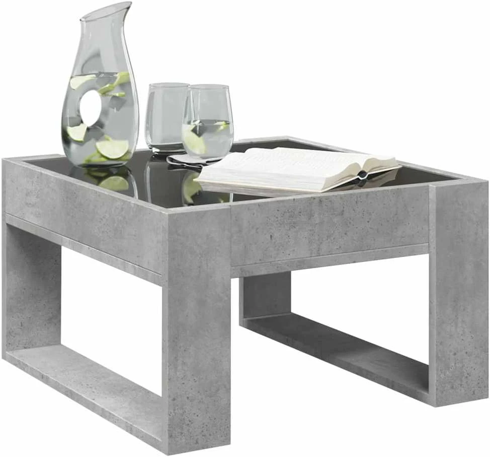 Kavos staliukas su Infinity LED lemputėmis, betono, 50x53x30cm