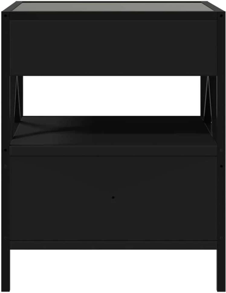 Kavos staliukas su Infinity LED lemputėmis, juodas, 40x40x51cm