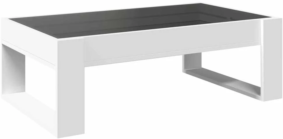 Kavos staliukas su Infinity LED lemputėmis, baltas, 90x53x30cm