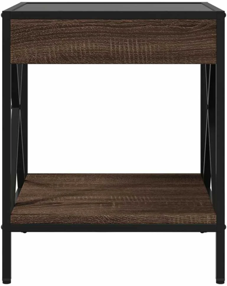 Kavos staliukas su Infinity LED lemputėmis, rudas, 40x40x49cm