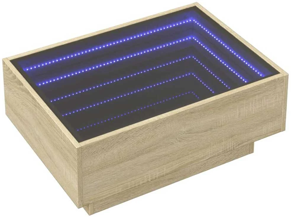 Kavos staliukas su LED, ąžuolo, 70x50x30cm, apdirbta mediena