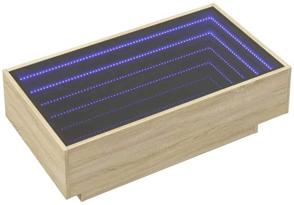 Kavos staliukas su LED, ąžuolo, 90x50x30cm, apdirbta mediena