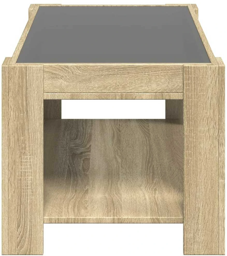 Kavos staliukas su LED, ąžuolo, 93x53x45cm, apdirbta mediena