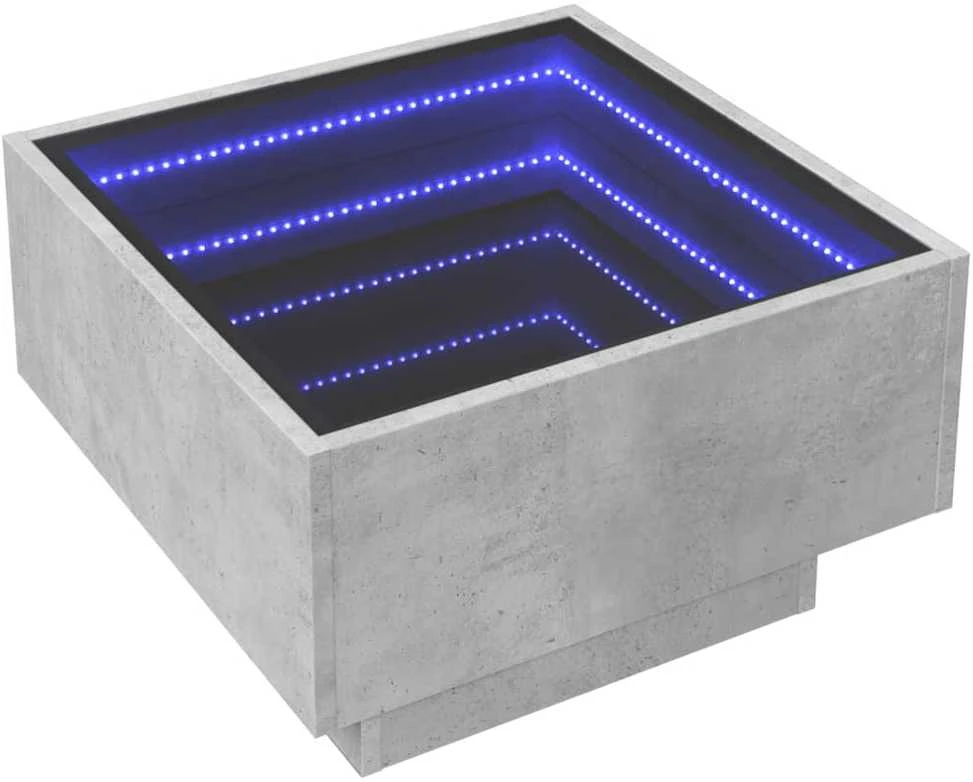 Kavos staliukas su LED, betono, 50x50x30cm, apdirbta mediena