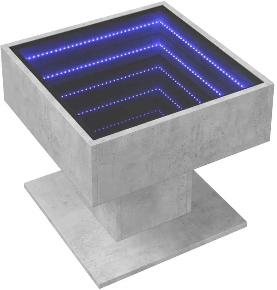 Kavos staliukas su LED, betono, 50x50x45cm, apdirbta mediena