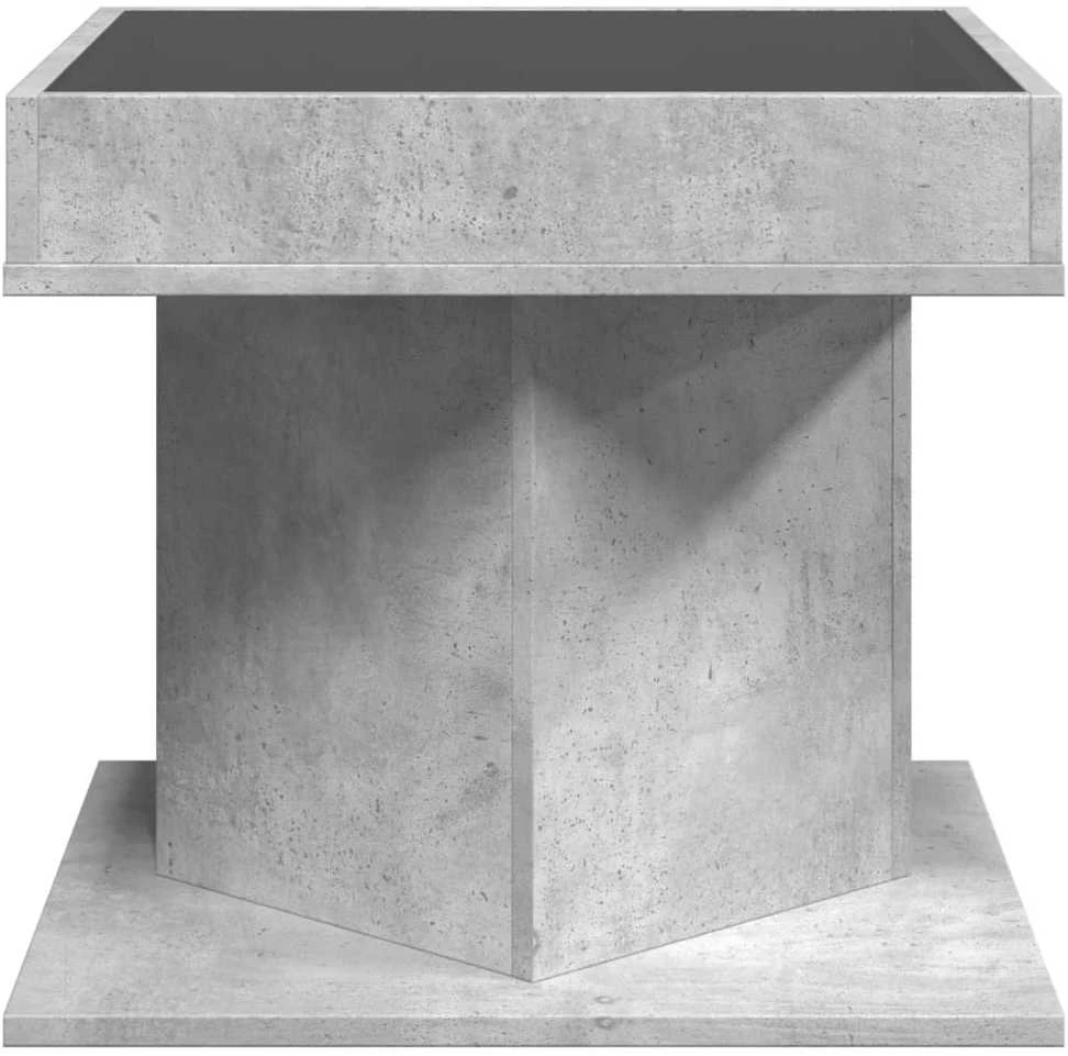 Kavos staliukas su LED, betono, 50x50x45cm, apdirbta mediena