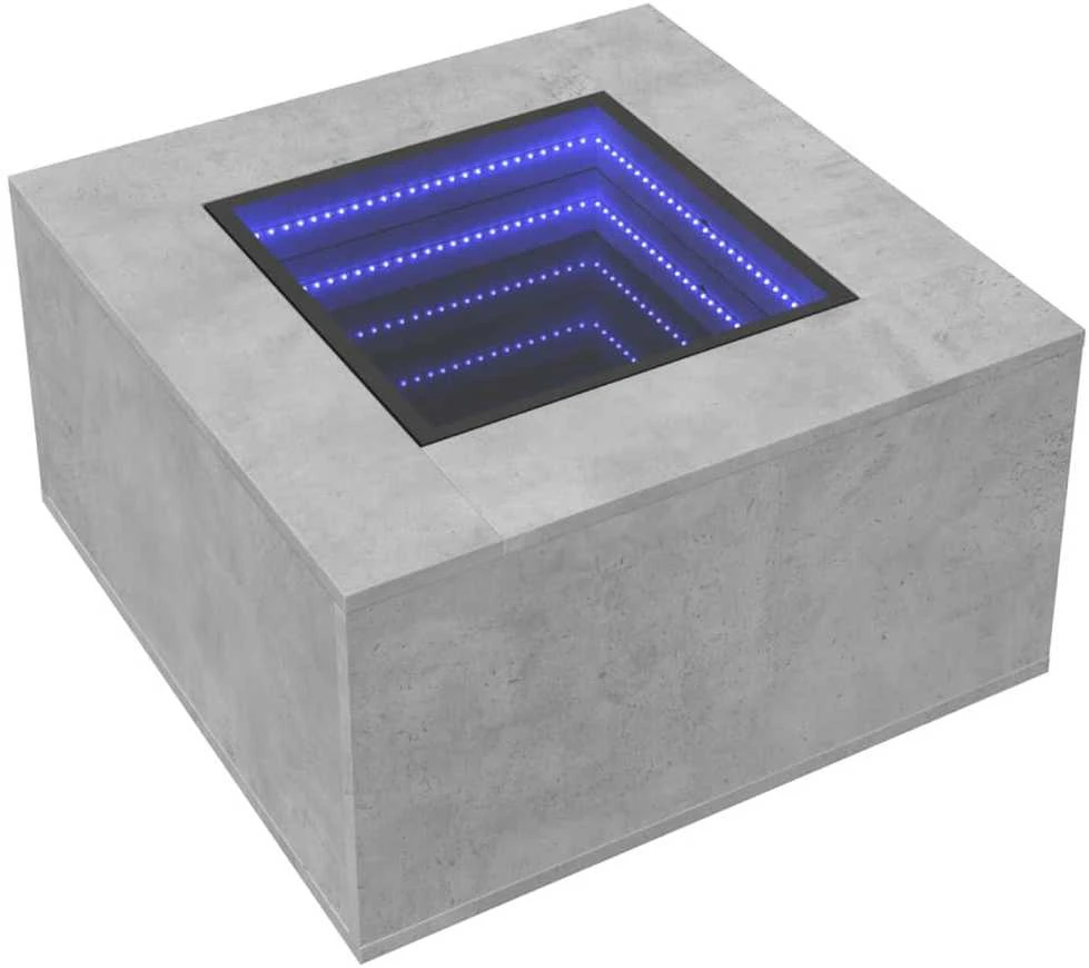 Kavos staliukas su LED, betono, 60x60x40cm, apdirbta mediena