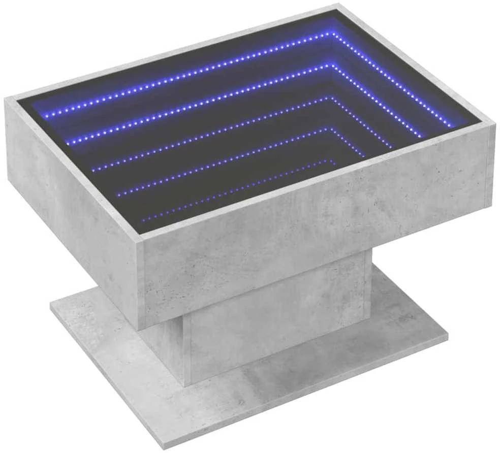 Kavos staliukas su LED, betono, 70x50x45cm, apdirbta mediena