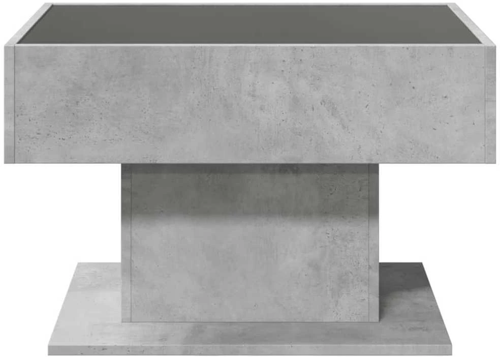 Kavos staliukas su LED, betono, 70x50x45cm, apdirbta mediena