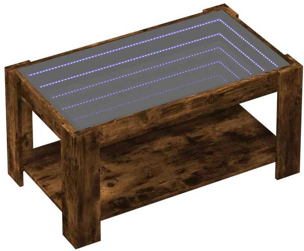 Kavos staliukas su LED, dūminio ąžuolo, 93x53x45cm, mediena