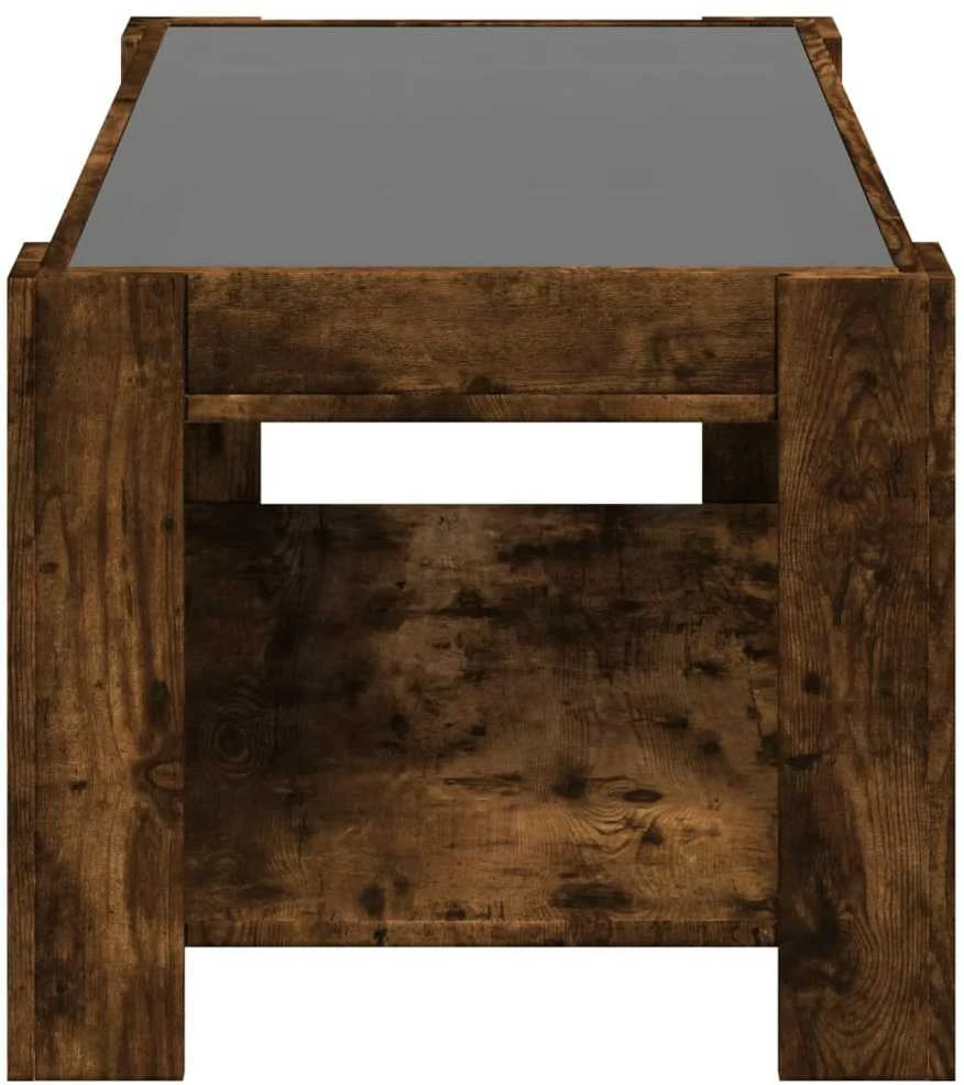 Kavos staliukas su LED, dūminio ąžuolo, 93x53x45cm, mediena