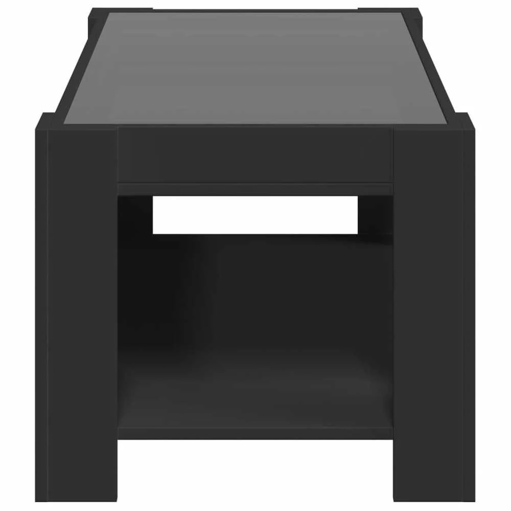 Kavos staliukas su LED, juodas, 93x53x45cm, apdirbta mediena