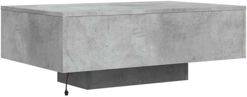 Kavos staliukas su LED lemputėmis, betono pilkas, 85x55x31cm