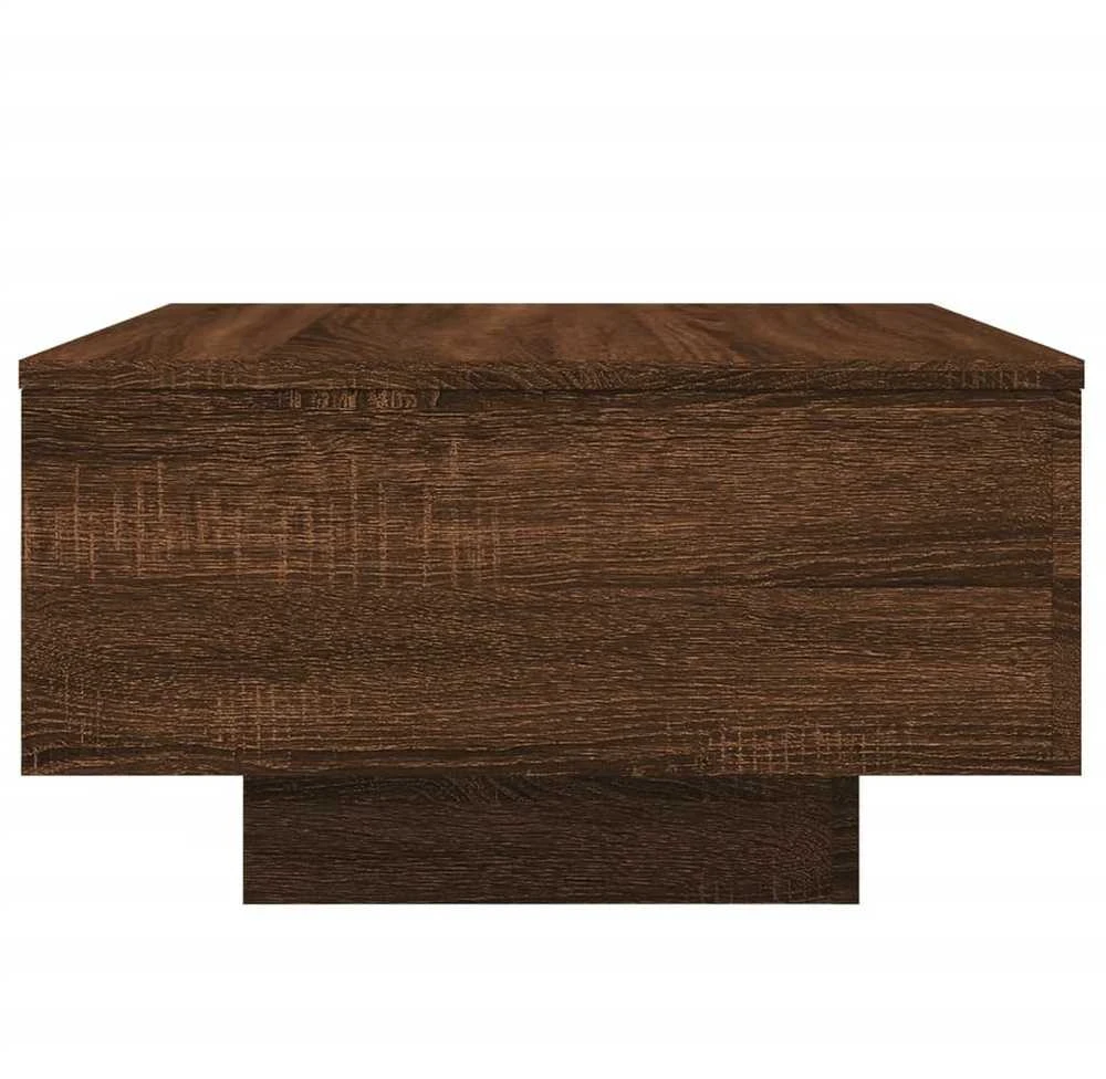 Kavos staliukas su LED lemputėmis, rudas ąžuolo, 55x55x31cm
