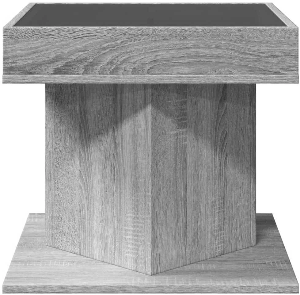 Kavos staliukas su LED, pilkas ąžuolo, 50x50x45cm, mediena
