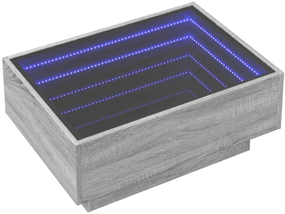 Kavos staliukas su LED, pilkas ąžuolo, 70x50x30cm, mediena
