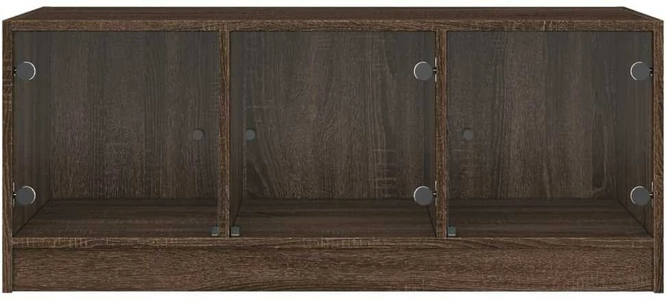 Kavos staliukas su stiklinėmis durelėmis, rudas, 102x50x42cm