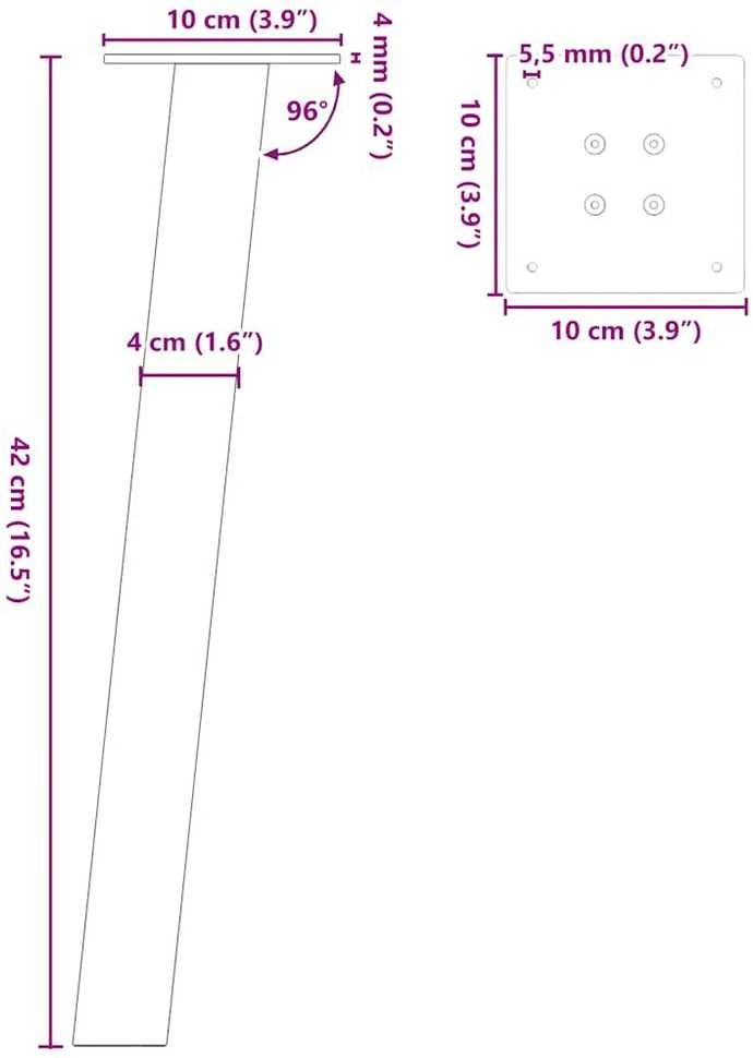 Kavos staliuko kojelės, 4 vnt., antracito spalvos, 42 cm, plienas