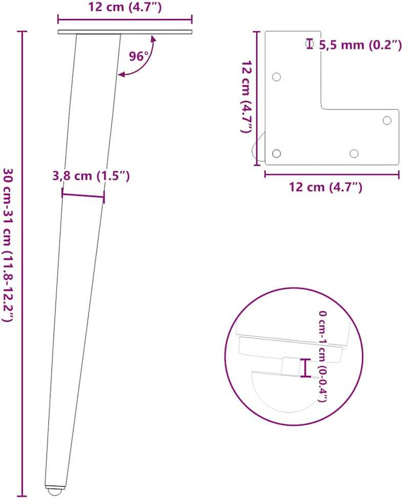 Kavos staliuko kojelės, 4 vnt., balta, 30-31cm, plienas