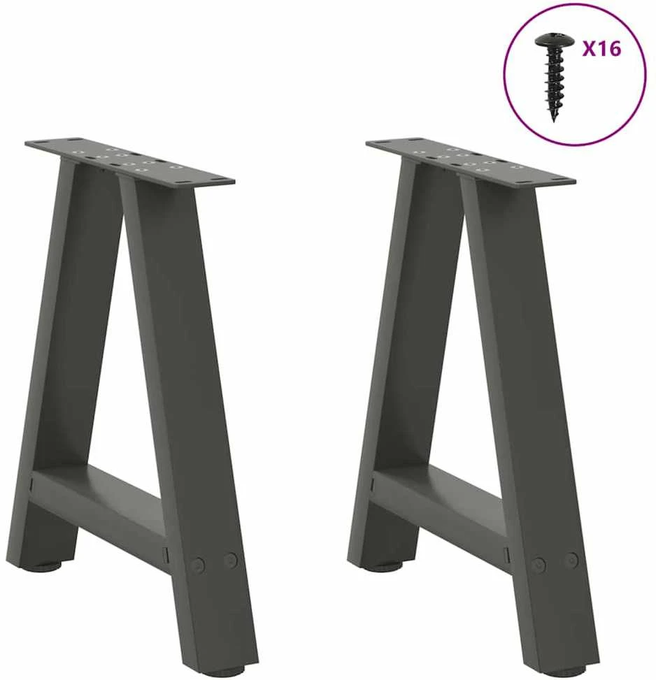 Kavos staliuko kojelės, 2 vnt., antracito spalvos, 38x(42-43) cm, plienas