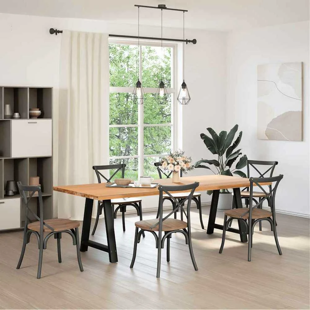 Valgomojo stalo kojelės, A formos, 2 vnt., juodos, 80x(72-73) cm, plienas