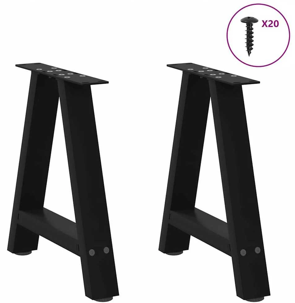 Kavos staliuko kojelės, A formos, 2 vnt., juodos, 50x(42-43) cm, plienas