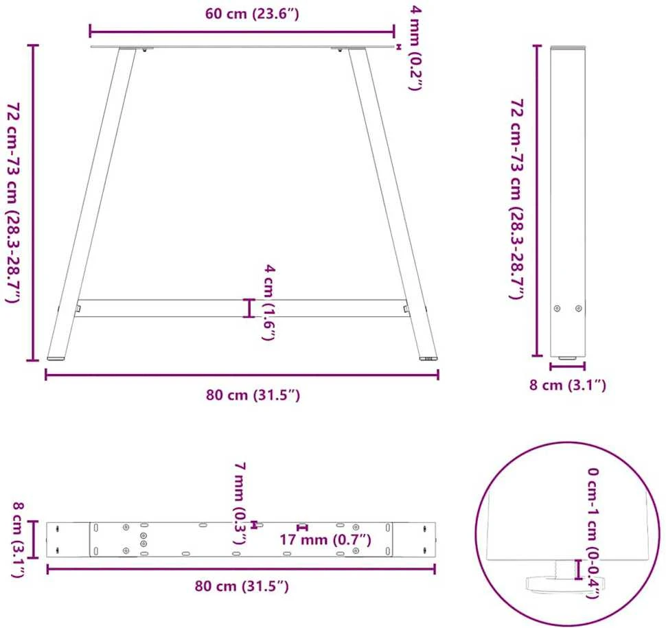 Kavos staliuko kojelės, A formos, 2 vnt., 90x(72-73)cm