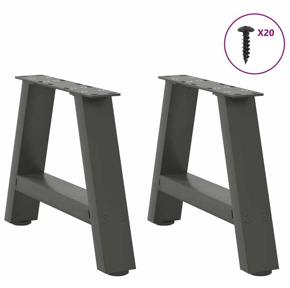 Kavos staliuko kojelės, 2 vnt., antracito spalvos, 40x(30-31) cm, plienas