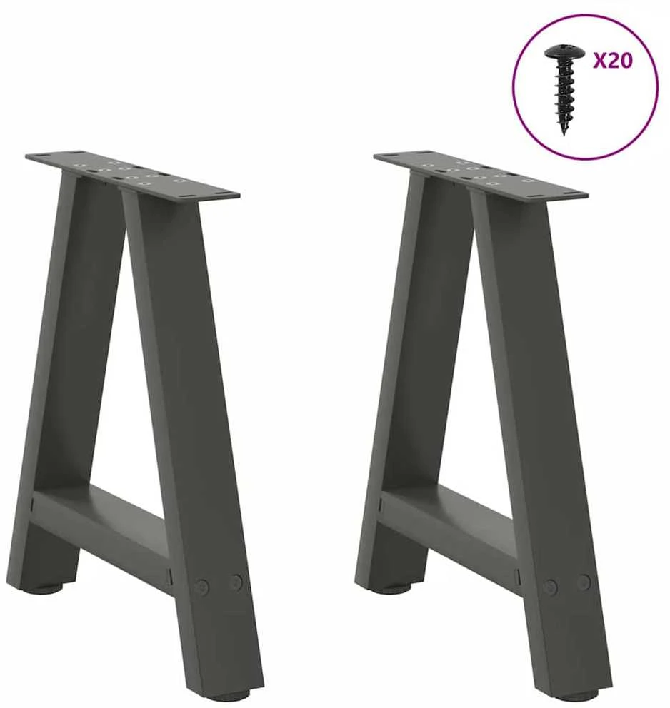 Kavos staliuko kojelės, 2 vnt., antracito spalvos, 50x(42-43) cm, plienas