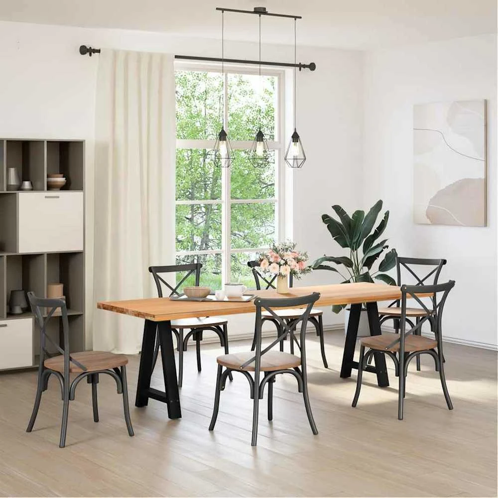 Valgomojo stalo kojelės, A formos, 2 vnt., juodos, 60x(72-73) cm, plienas