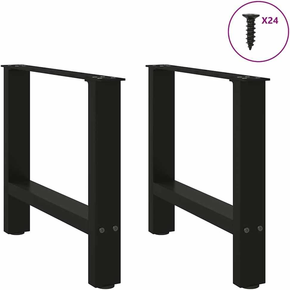 Kavos staliuko kojelės, juoda, 2 vnt., 60x(42-43)cm, plienas