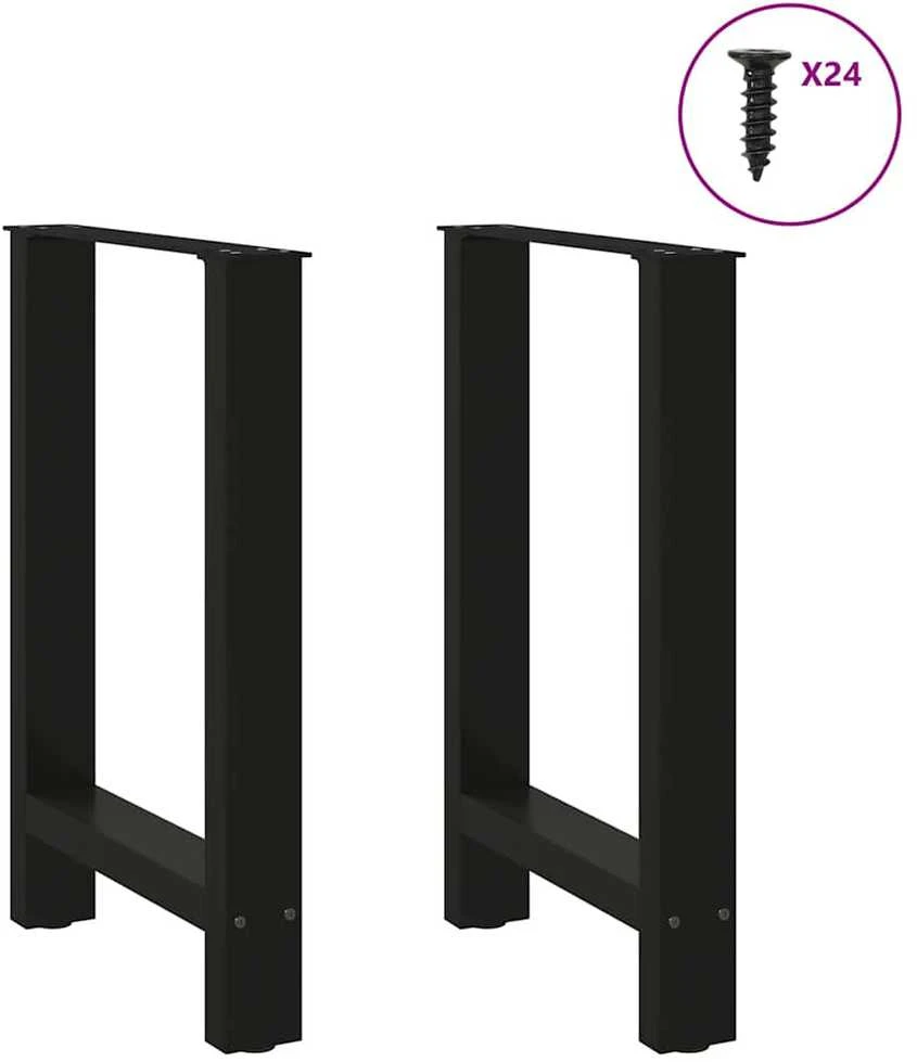 Kavos staliuko kojelės, juoda, 2 vnt., 60x(72-73)cm, plienas