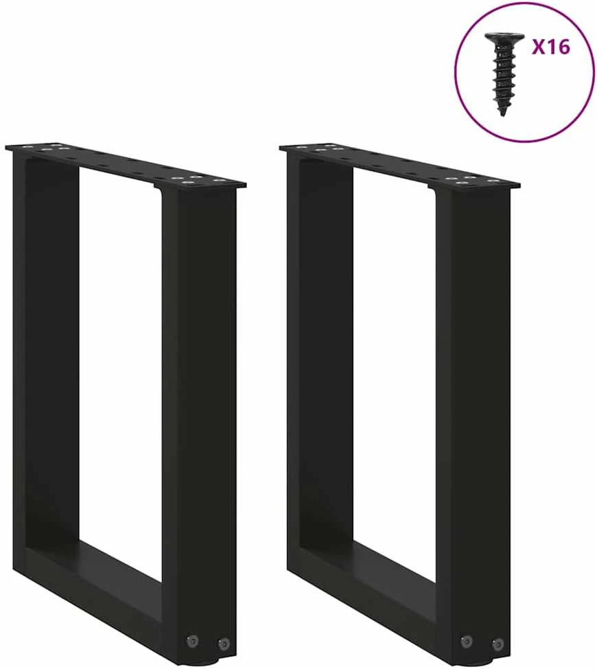 Kavos staliuko kojelės, 2 vnt., juodos, 28x(42-43) cm, plienas, U formos