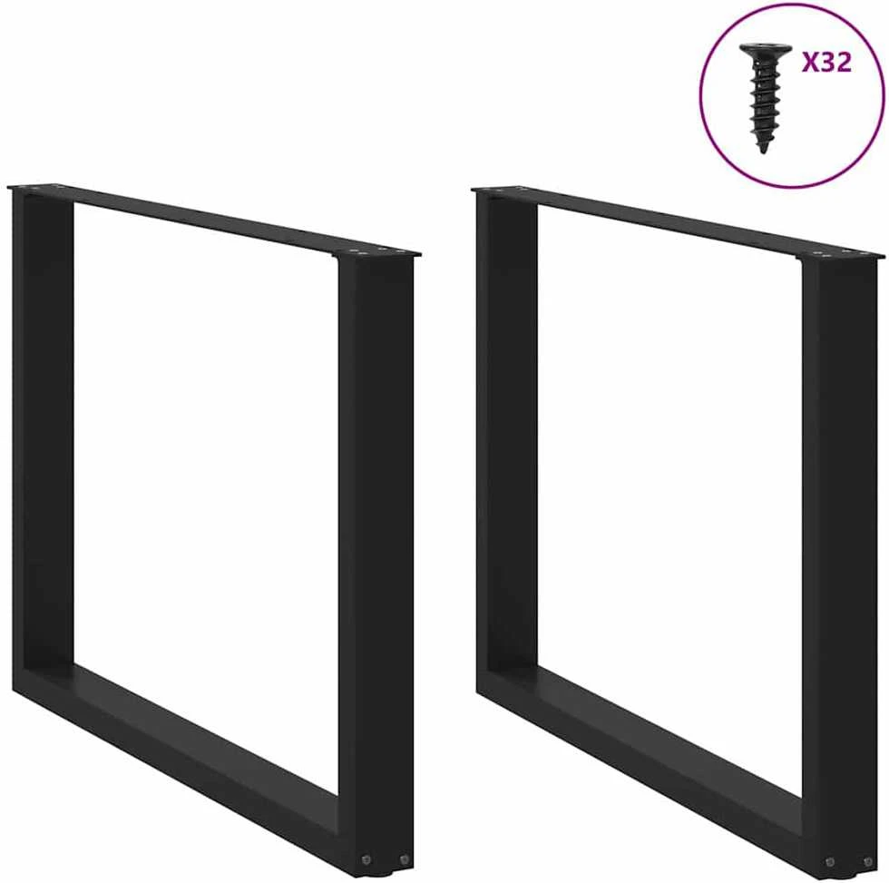 Valgomojo stalo kojelės, 2 vnt., juodos, 100x(72-73) cm, plienas, U formos