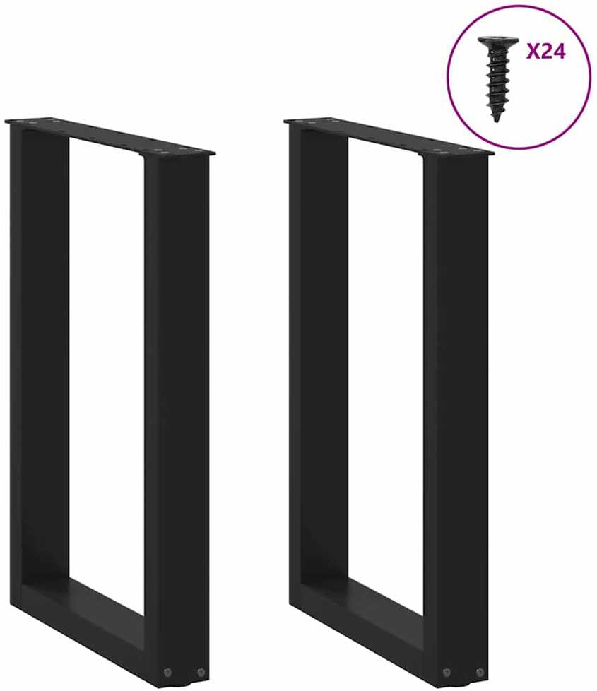 Valgomojo stalo kojelės, U formos, 2 vnt., juodos, 50x(72-73) cm, plienas