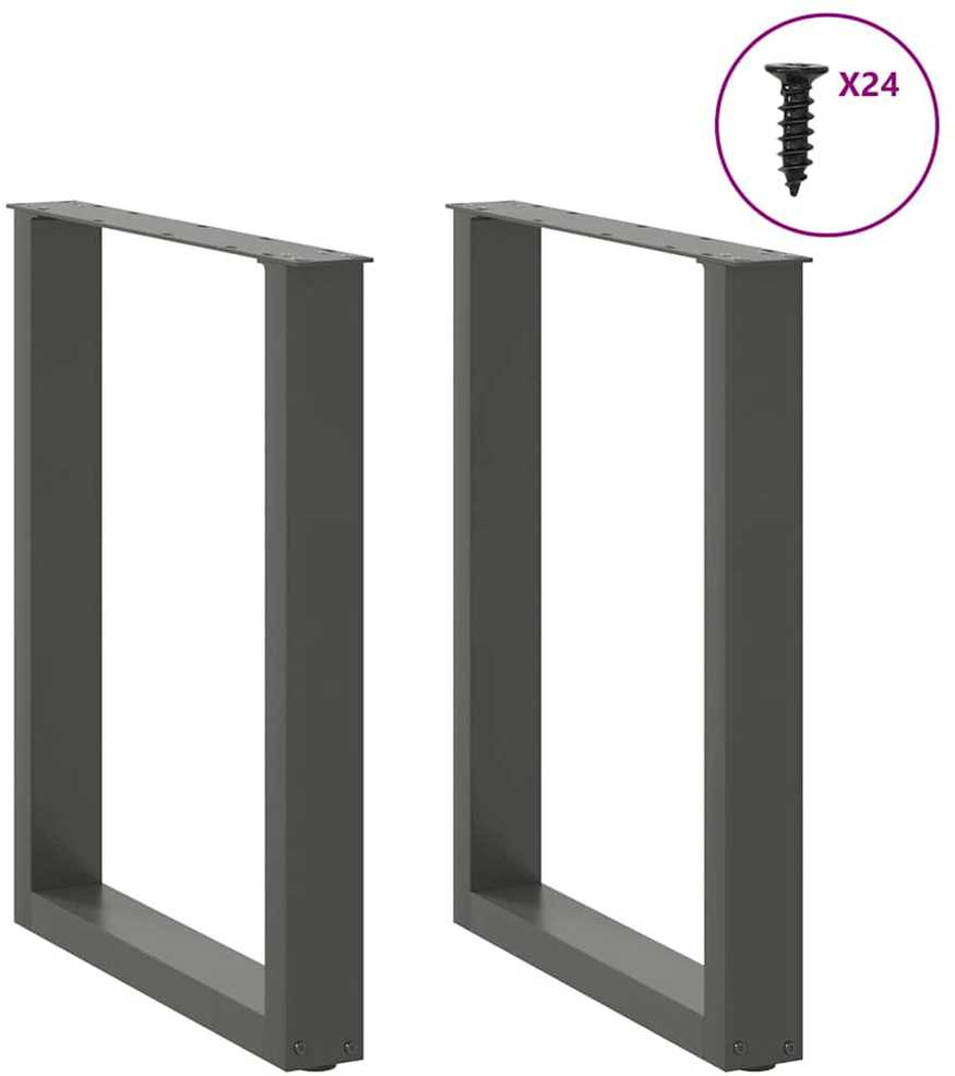 Valgomojo stalo kojos, U formos, 2 vnt., antracito spalvos, 60x(72-73) cm, plienas