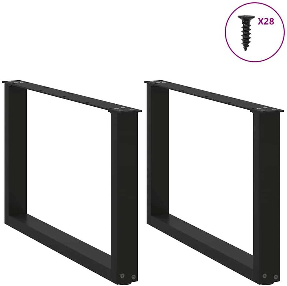 Kavos staliuko kojelės, 2 vnt., juodos, 70x(42-43) cm, plienas, U formos