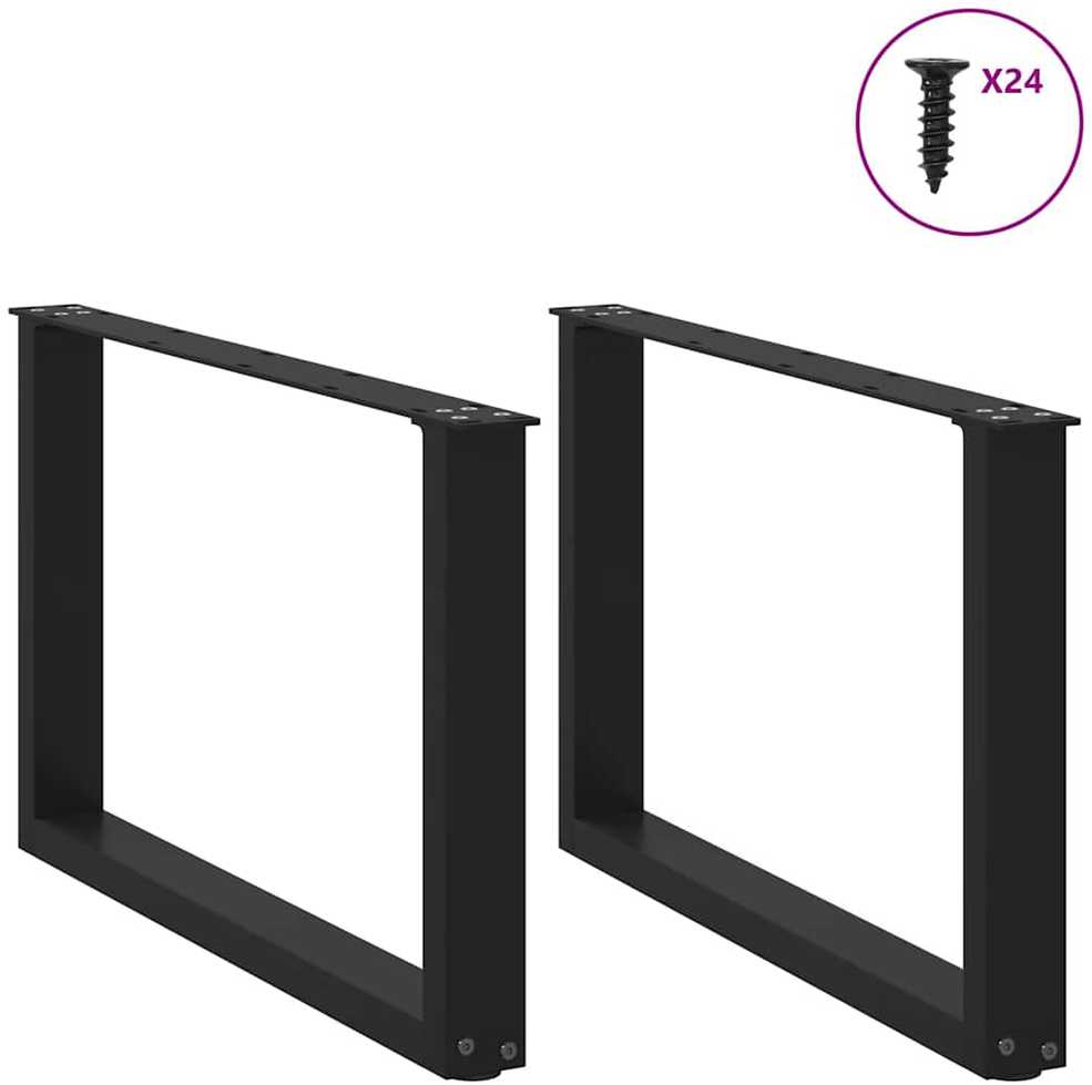 Kavos staliuko kojelės, 2 vnt., juodos, 60x(42-43) cm, plienas, U formos