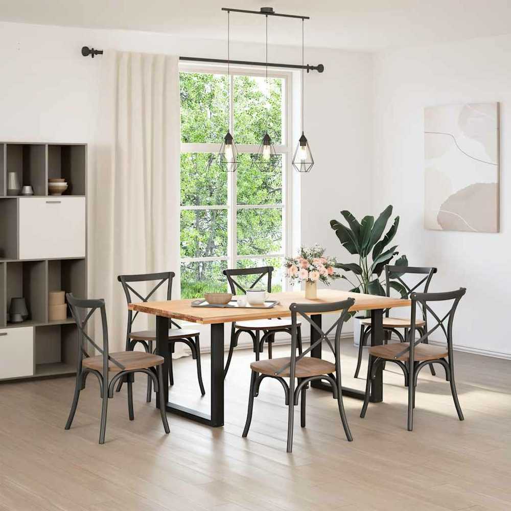 Valgomojo stalo kojelės, 2 vnt., juodos, 90x(72-73) cm, plienas, U formos