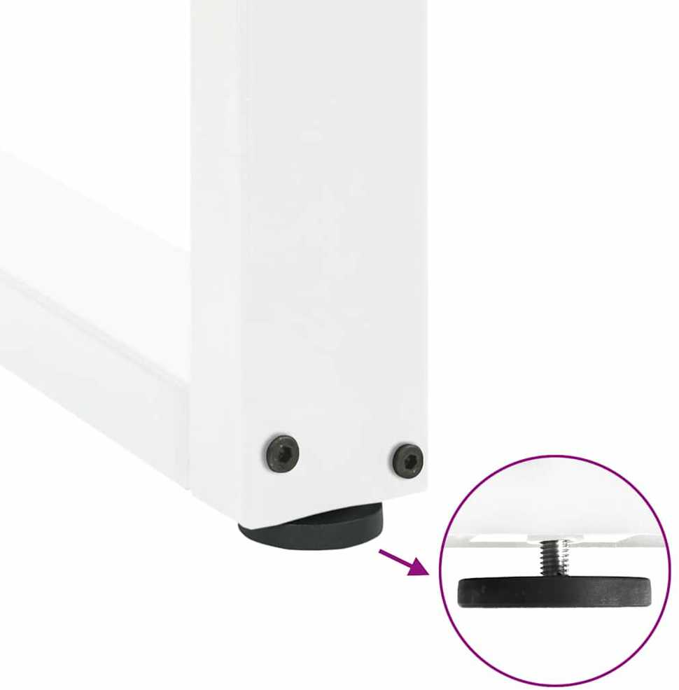 Valgomojo stalo kojelės, 2 vnt., U formos, baltos, 80x(72-73) cm, plienas