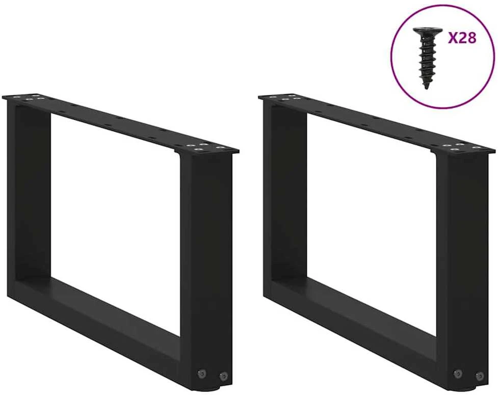 Kavos staliuko kojelės, U formos, 2 vnt., juoda, 70x(30-31)cm